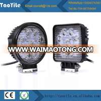 12V waterproof led square ceiling light 27w work led light for trucks,auto parts ,boats ect